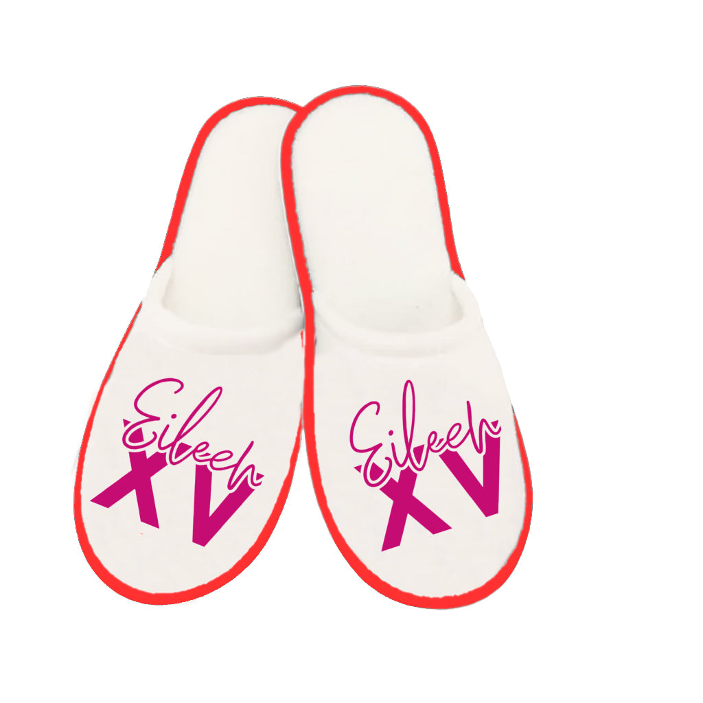 Pantuflas tipo toalla personalizadas para XV años
