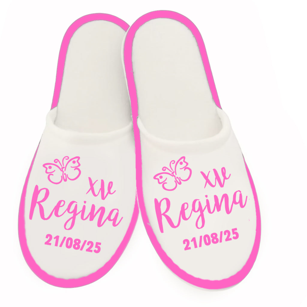 Pantuflas para XV Años Personalizadas en Tela Dubetina